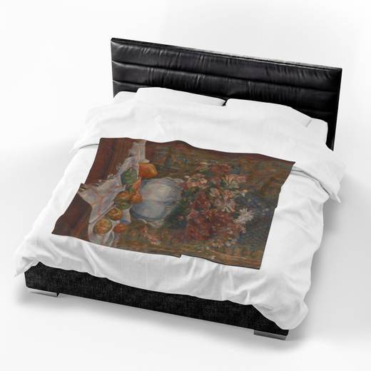 Still Life with Flowers and Prickly Pears on 50 x 60 velveteen plush blanket, context 4.