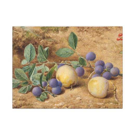 Plums on 16 × 12 matte canvas, front.