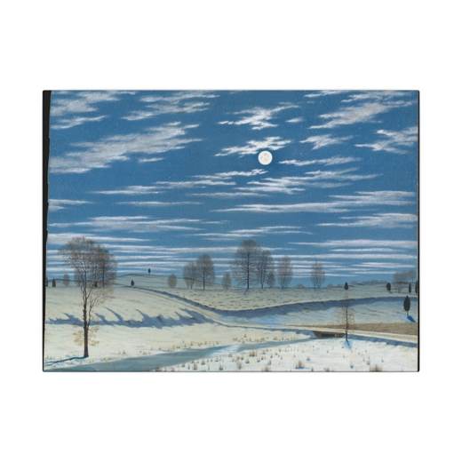Winter Scene in Moonlight on 16 × 12 matte canvas, front.