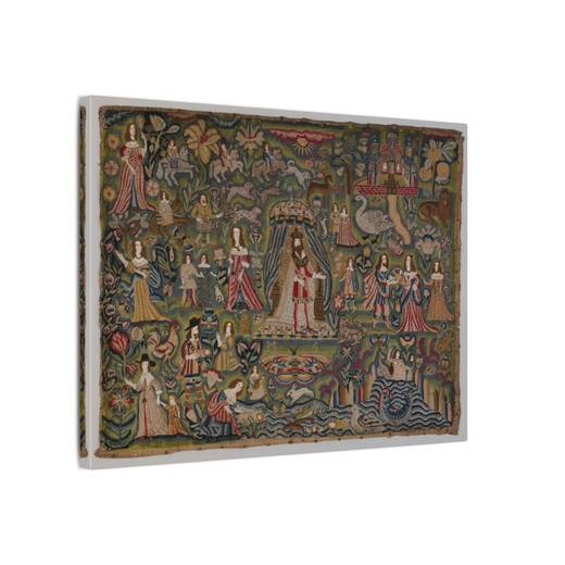 Panel with Biblical vignettes on 16 × 12 matte canvas, side.