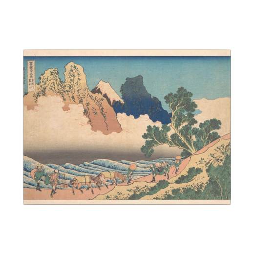 View from the Other Side of Fuji from the Minobu River (Minobugawa ura Fuji), from the series Thirty-six Views of Mount Fuji (Fugaku sanjūrokkei) on 16 × 12 matte canvas, front.