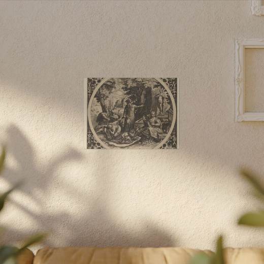 Scene with a Warning Against Venereal Disease in a Circle at Center on 16 × 12 matte canvas, context 1.