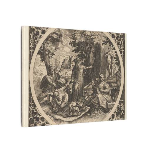 Scene with a Warning Against Venereal Disease in a Circle at Center on 16 × 12 matte canvas, side.