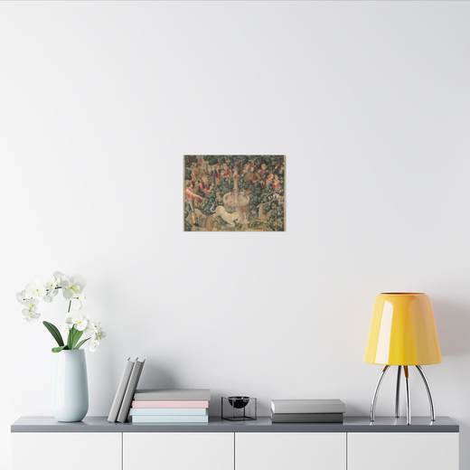 The Unicorn Purifies Water (from the Unicorn Tapestries) on 16 × 12 matte canvas, context 2.