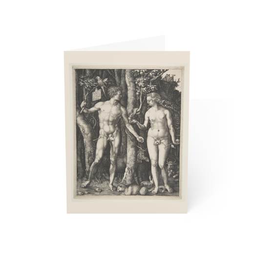 Adam and Eve on 5 × 7 blank art card, front.
