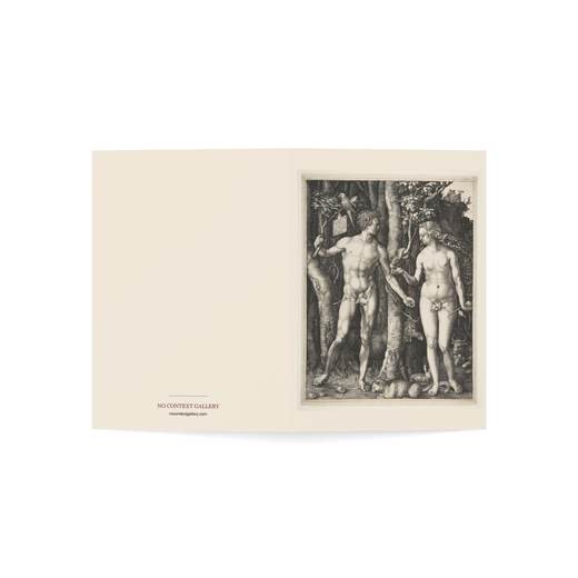 Adam and Eve on 5 × 7 blank art card, open cover.