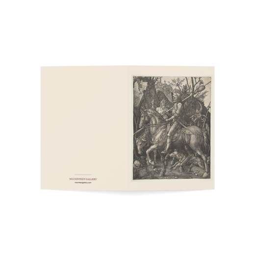 Knight, Death and the Devil on 5 × 7 blank art card, open cover.