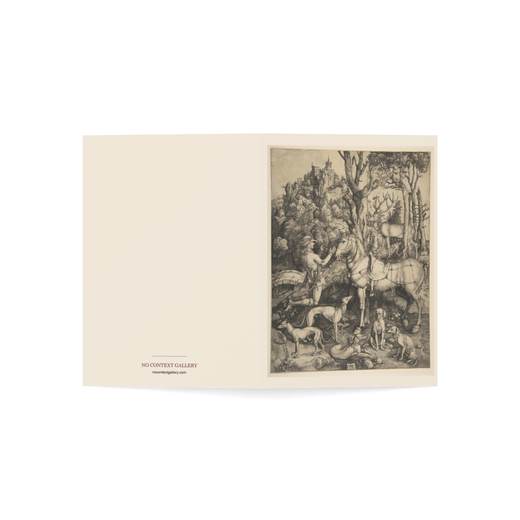 Saint Eustace on 5 × 7 blank art card, open cover.