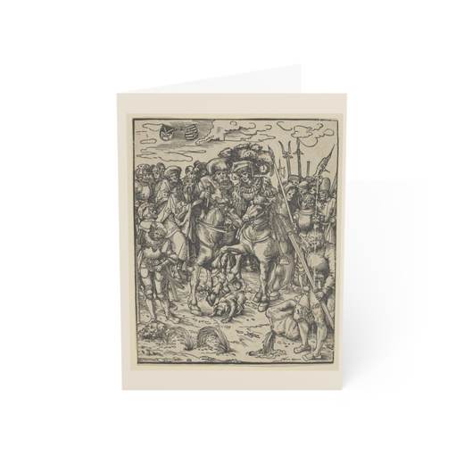 Reverse copy of The Martyrdom of St Paul from The Matyrdom of the Twelve Apostles on 5 × 7 blank art card, front.