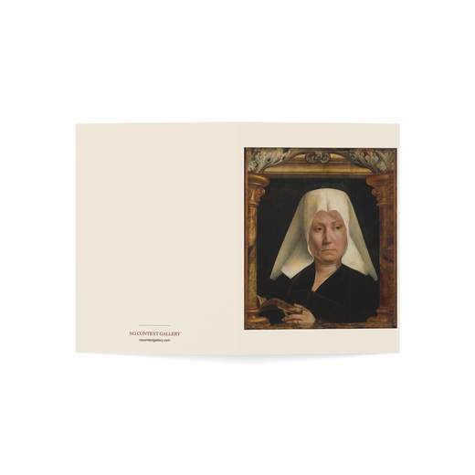 Portrait of a Woman on 5 × 7 blank art card, open cover.