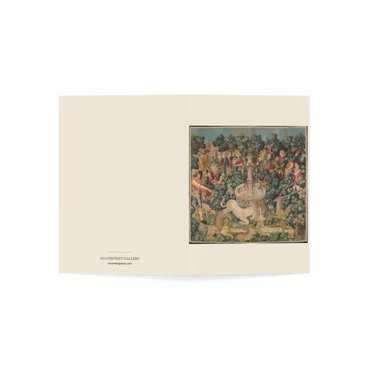 The Unicorn Purifies Water (from the Unicorn Tapestries) on 5 × 7 blank art card, open cover.