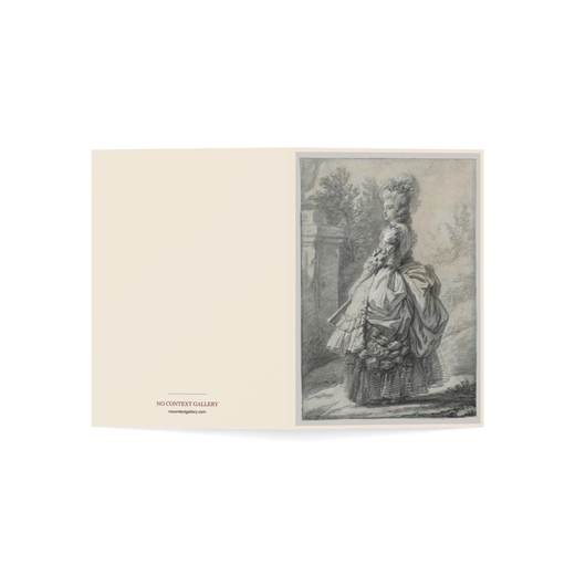 Marie Antoinette in a Park on 5 × 7 blank art card, open cover.