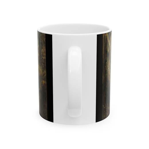 Leatherstocking's Rescue on 11 oz ceramic mug, back.