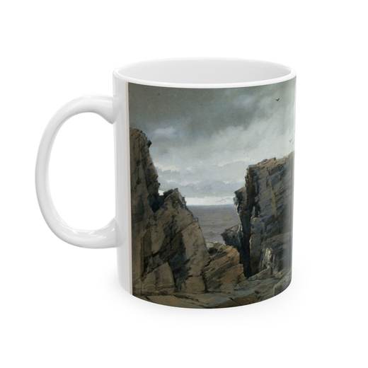 A Rocky Coast on Ceramic mug, 11 oz or 15 oz, left.