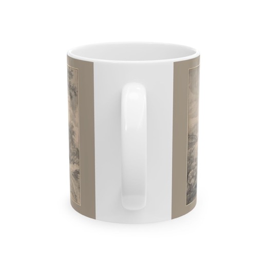 Dune Landscape with Oak Tree on Ceramic mug, 11 oz or 15 oz, back.