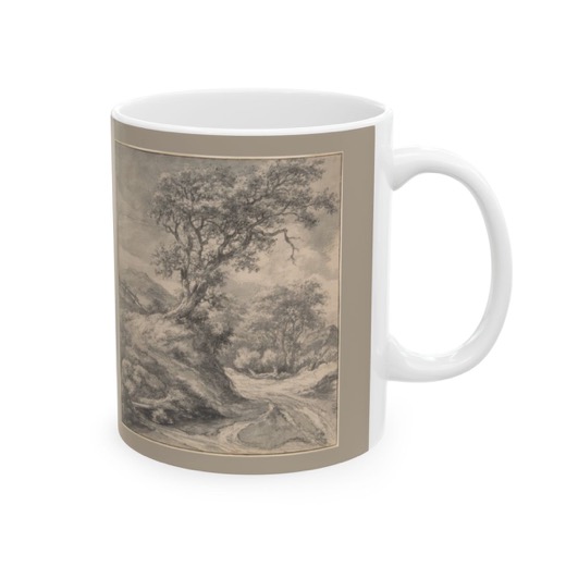 Dune Landscape with Oak Tree on Ceramic mug, 11 oz or 15 oz, right.