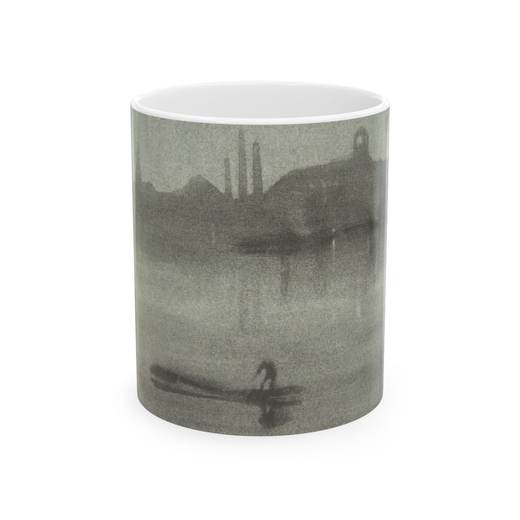 Nocturne (Nocturne: The Thames at Battersea) on Ceramic mug, 11 oz or 15 oz, front.