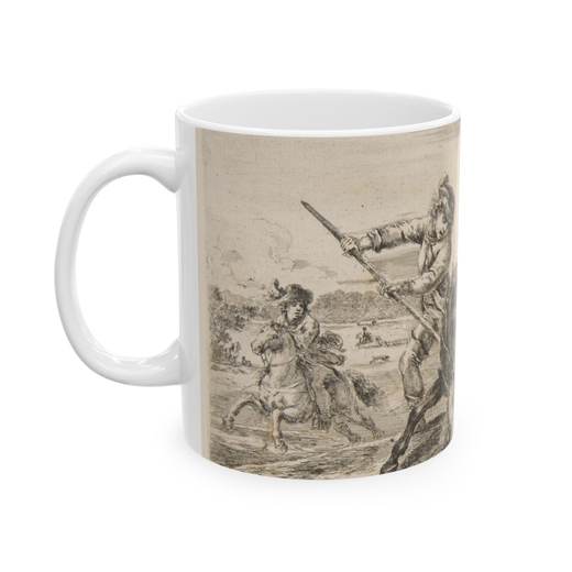 Stag at bay, from "Animal hunts" (Chasses à différents animaux) on Ceramic mug, 11 oz or 15 oz, left.
