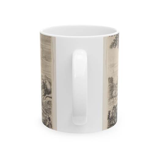 Deer hunt, from 'Animal hunts' (Chasses à différents animaux) on Ceramic mug, 11 oz or 15 oz, back.
