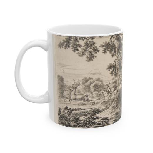Deer hunt, from 'Animal hunts' (Chasses à différents animaux) on Ceramic mug, 11 oz or 15 oz, left.