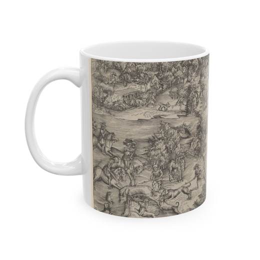The Stag-Hunt on Ceramic mug, 11 oz or 15 oz, left.