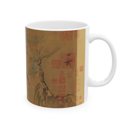 Finches and bamboo on Ceramic mug, 11 oz or 15 oz, right.