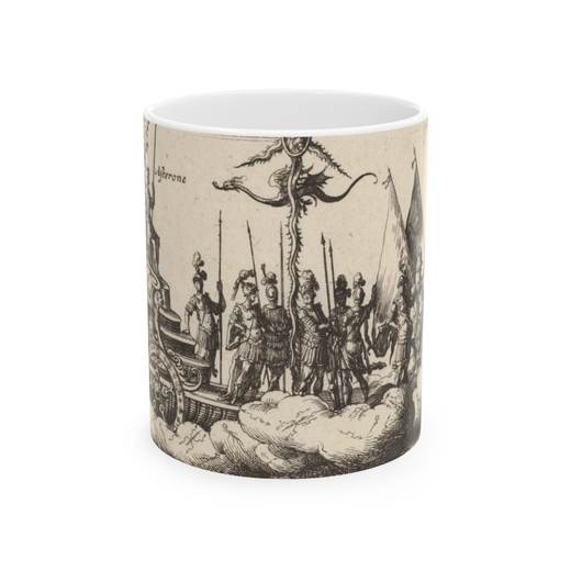 Plate 16: The Argonaut Asterion led by a young figure of lightning (Asterione argonote condoti da Giove fulmina), from "The magnificent pageant on the river Arno in Florence for the marriage of the Grand Duke" (Le Magnifique carousel fait sur le fleuve de l'Arne a Florence, pour le mariage du Grand Duc) on Ceramic mug, 11 oz or 15 oz, front.
