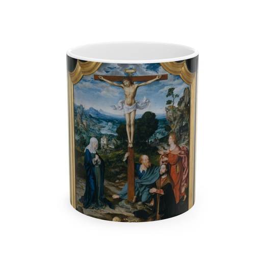 The Crucifixion with Saints and a Donor on Ceramic mug, 11 oz or 15 oz, front.