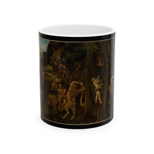 A Hunting Scene on Ceramic mug, 11 oz or 15 oz, front.