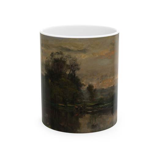 Landscape with Ducks on 11 oz ceramic mug, front.