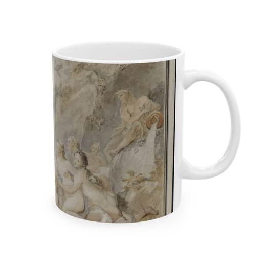 Orpheus Charming the Nymphs, Dryads, and Animals on 11 oz ceramic mug, right.