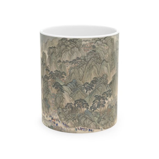 The Kangxi Emperor's Southern Inspection Tour, Scroll Three: Ji'nan to Mount Tai on Ceramic mug, 11 oz or 15 oz, front.