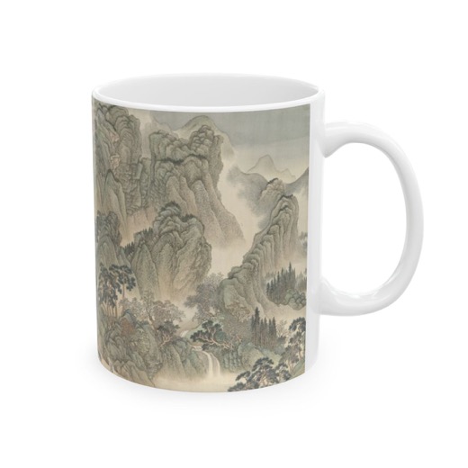 The Kangxi Emperor's Southern Inspection Tour, Scroll Three: Ji'nan to Mount Tai on Ceramic mug, 11 oz or 15 oz, right.