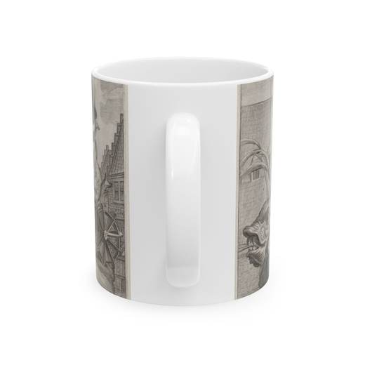 Plate 35: Philip of Spain as Neptune, riding in a chariot drawn by two sea horses; from Guillielmus Becanus's 'Serenissimi Principis Ferdinandi, Hispaniarum Infantis...' on Ceramic mug, 11 oz or 15 oz, back.