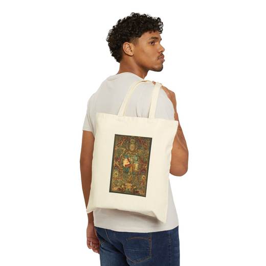 Seasons and Elements (Spring) (set of four) on Natural cotton canvas tote bag, person front.