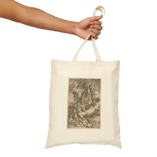 The Genius of Castiglione on Natural cotton canvas tote bag, context front.