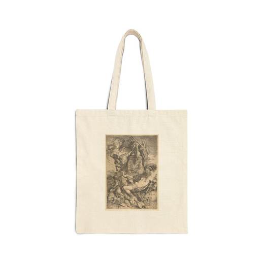 The Genius of Castiglione on Natural cotton canvas tote bag, front.