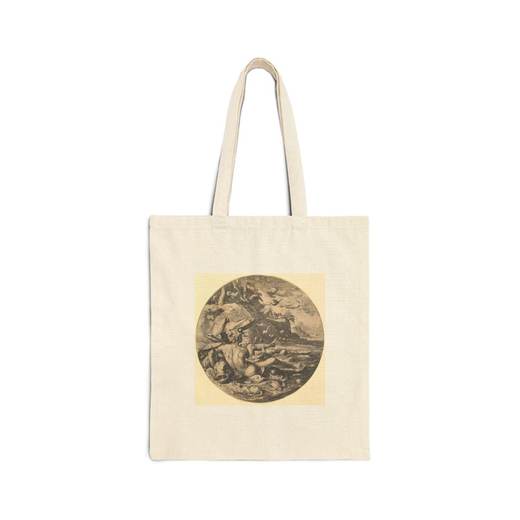 The Fifth Day (Dies V): The Creation of the Kingdom of Animals, from "The Creation of the World" on Natural cotton canvas tote bag, front.