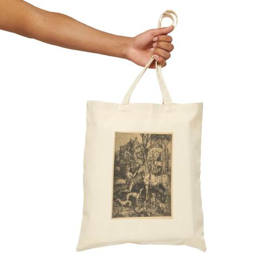 Saint Eustace on Natural cotton canvas tote bag, context front.