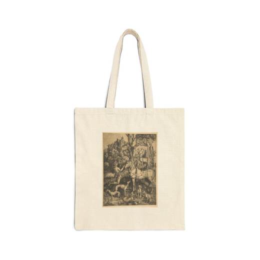 Saint Eustace on Natural cotton canvas tote bag, front.