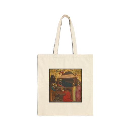The Adoration of the Magi on Natural cotton canvas tote bag, front.