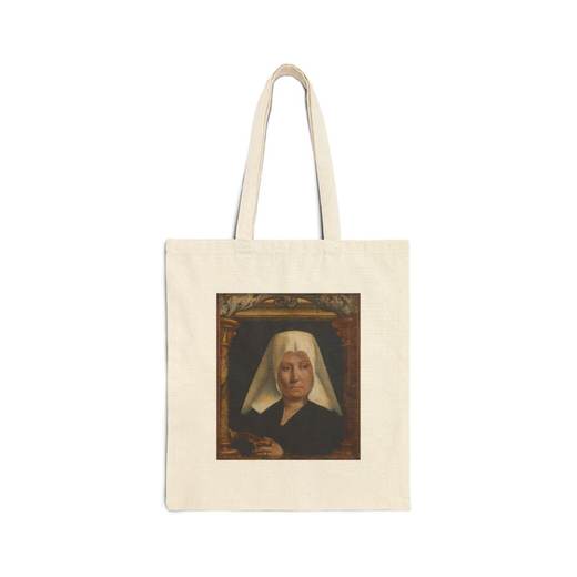 Portrait of a Woman on Natural cotton canvas tote bag, front.