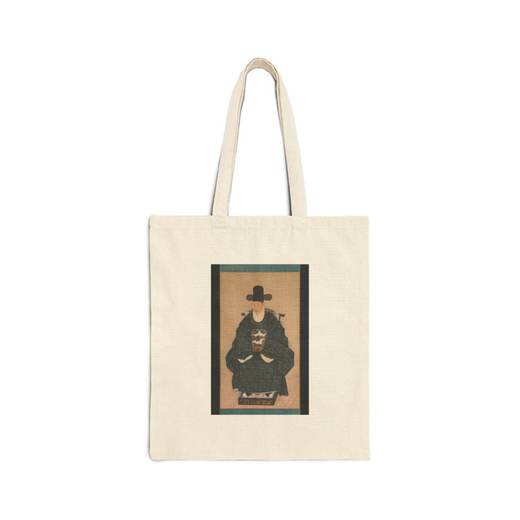 Portrait of Yun Dongseom (1710–1795) on Natural cotton canvas tote bag, front.