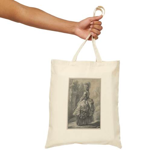 Marie Antoinette in a Park on Natural cotton canvas tote bag, context front.