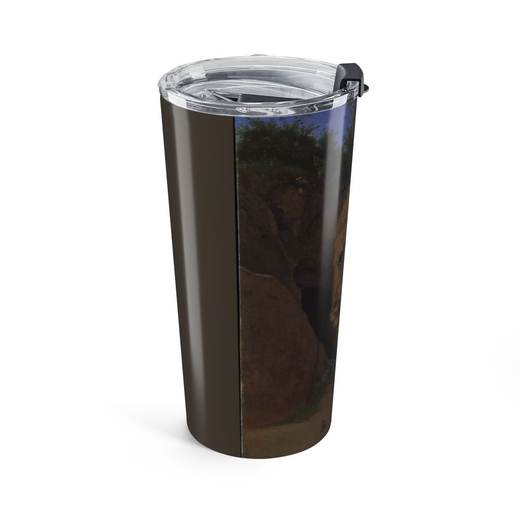 Landscape with a Cave on 20 oz stainless steel tumbler, left.