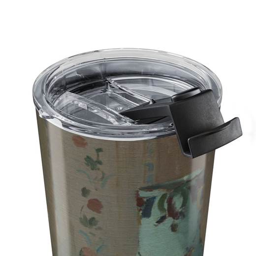 Still Life with Apples and Pitcher on 20 oz stainless steel tumbler, close up.