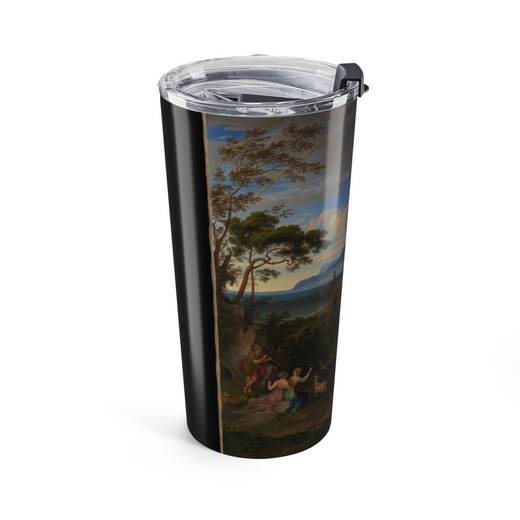 Heroic Landscape with Rainbow on 20 oz stainless steel tumbler, left.