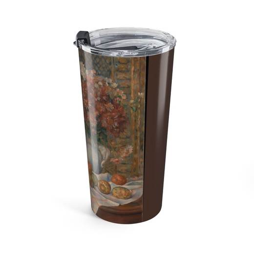 Still Life with Flowers and Prickly Pears on 20 oz stainless steel tumbler, right.