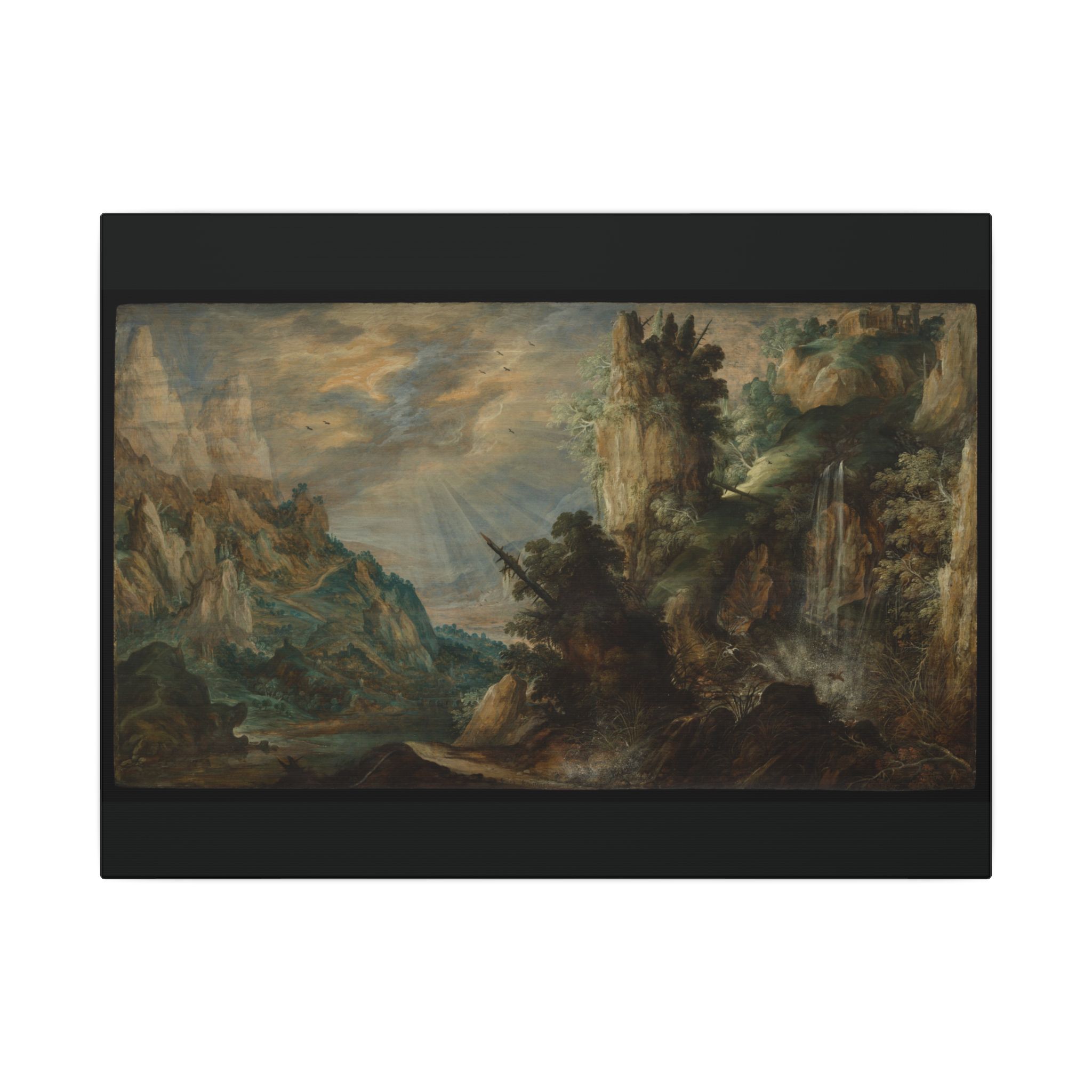 A Mountainous Landscape with a Waterfall by Kerstiaen de Keuninck · Matte Canvas
