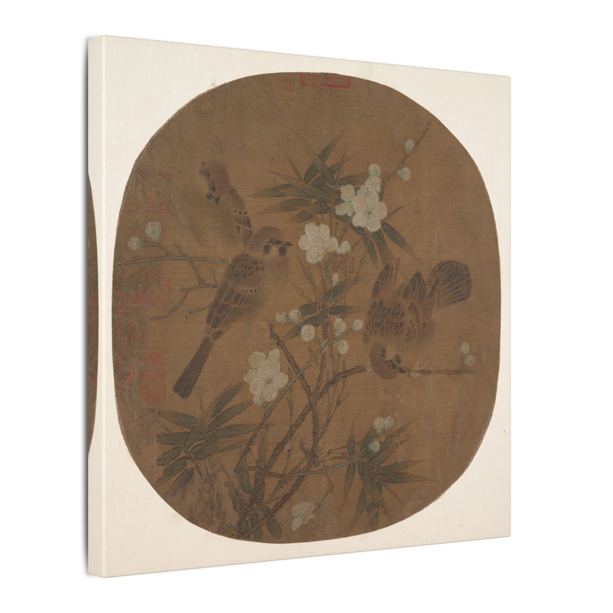 Sparrows, plum blossoms, and bamboo · Matte Canvas - Image 2